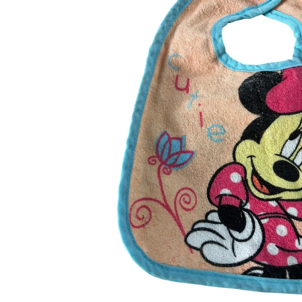 Disney Baby Minnie Mouse Bib Pink Blue‎ Cutie Graphic Terry Cloth
